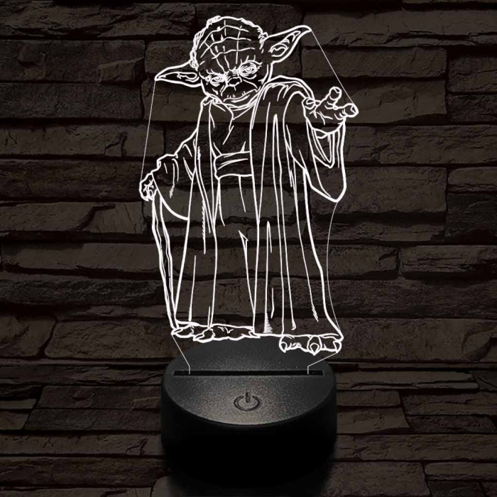 Yoda 7 színű  3D led lámpa