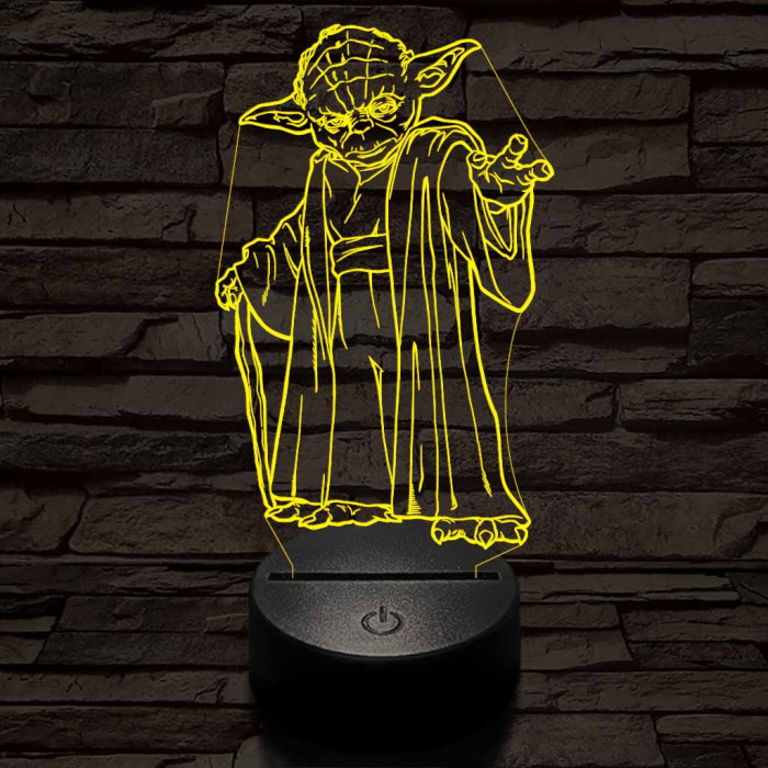 Yoda 7 színű  3D led lámpa