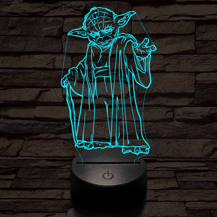 Yoda 7 színű  3D led lámpa