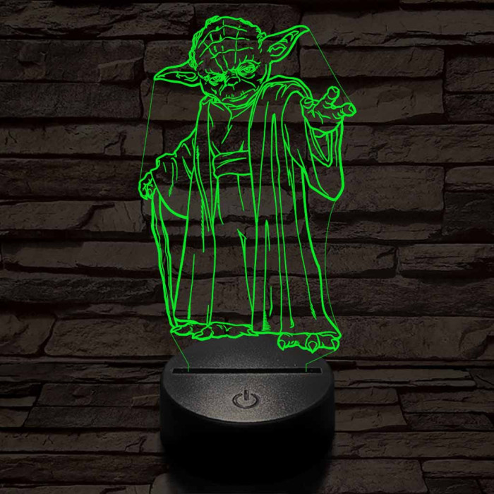 Yoda 7 színű  3D led lámpa