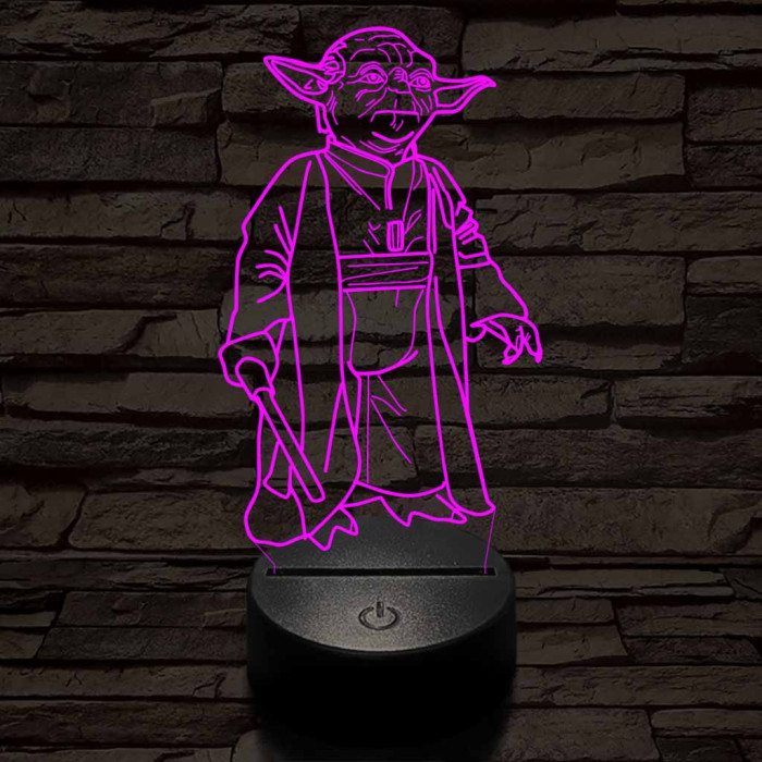 Yoda a mester 7 színű  3D led lámpa