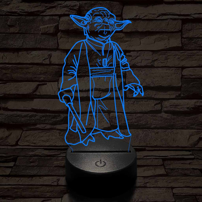 Yoda a mester 7 színű  3D led lámpa