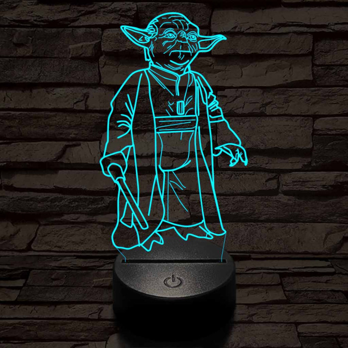 Yoda a mester 7 színű  3D led lámpa