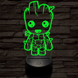 Bosszúállók Groot 7 színű 3D led lámpa