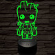 Bosszúállók Groot 7 színű 3D led lámpa