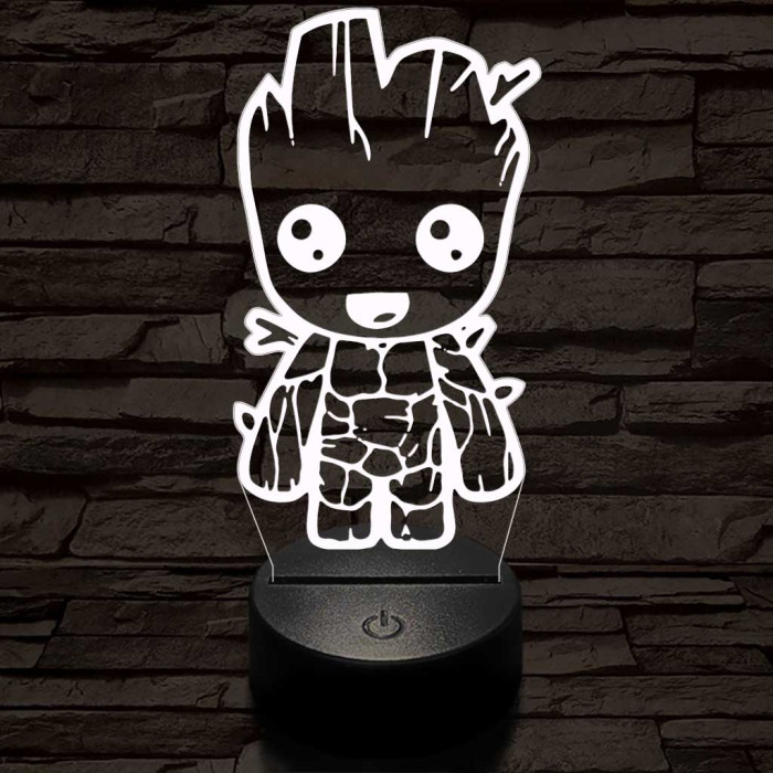 Bosszúállók Groot 7 színű 3D led lámpa
