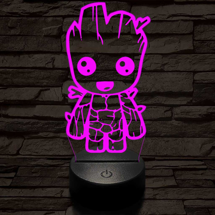 Bosszúállók Groot 7 színű 3D led lámpa