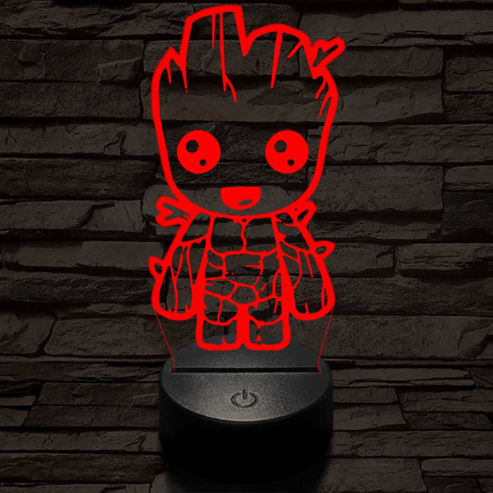 Bosszúállók Groot 7 színű 3D led lámpa
