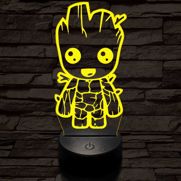 Bosszúállók Groot 7 színű 3D led lámpa