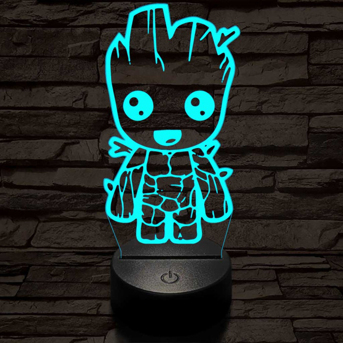 Bosszúállók Groot 7 színű 3D led lámpa