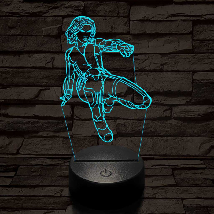 Fekete özvegy 7 színű 3D led lámpa