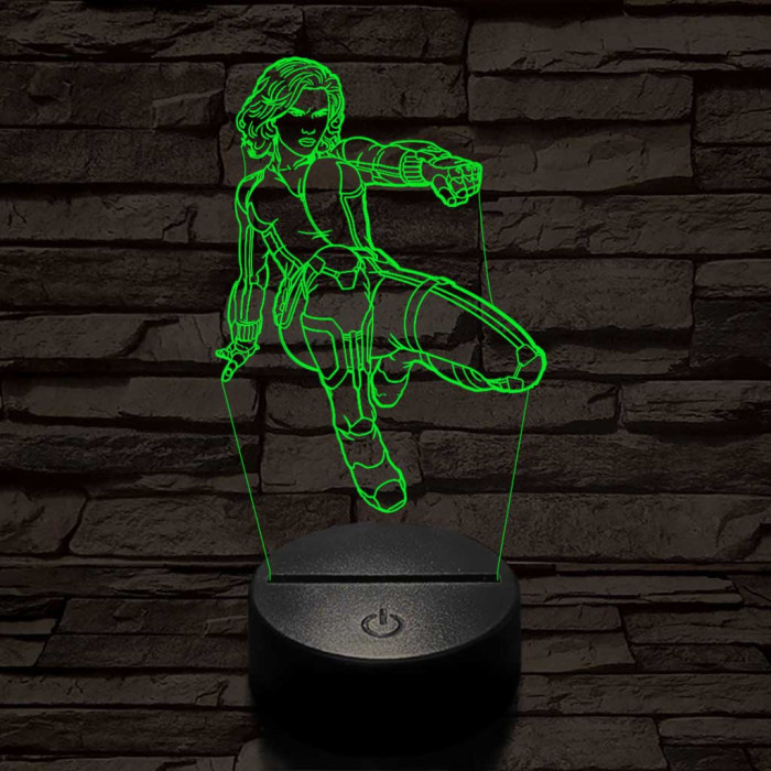 Fekete özvegy 7 színű 3D led lámpa