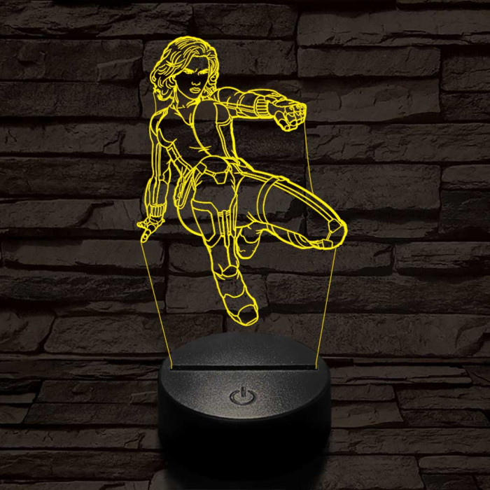 Fekete özvegy 7 színű 3D led lámpa