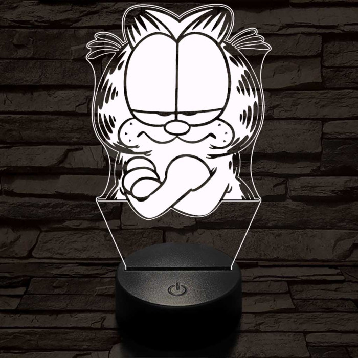 Garfield morcos 7 színű  3D led lámpa