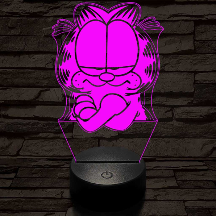 Garfield morcos 7 színű  3D led lámpa