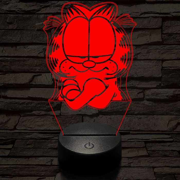 Garfield morcos 7 színű  3D led lámpa