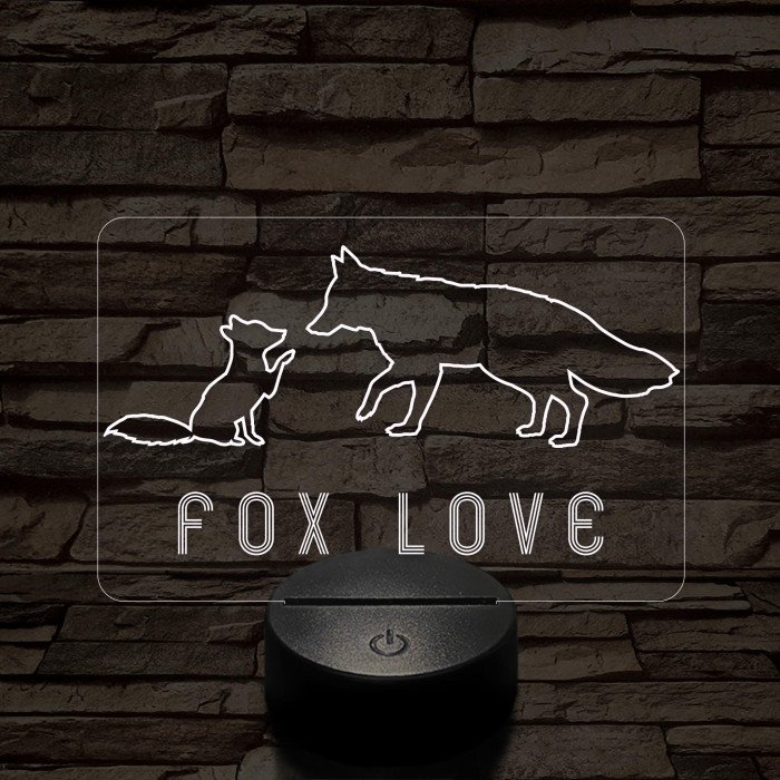Fox love 7 színű  3D led lámpa