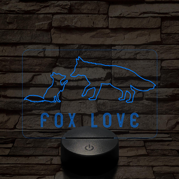 Fox love 7 színű  3D led lámpa