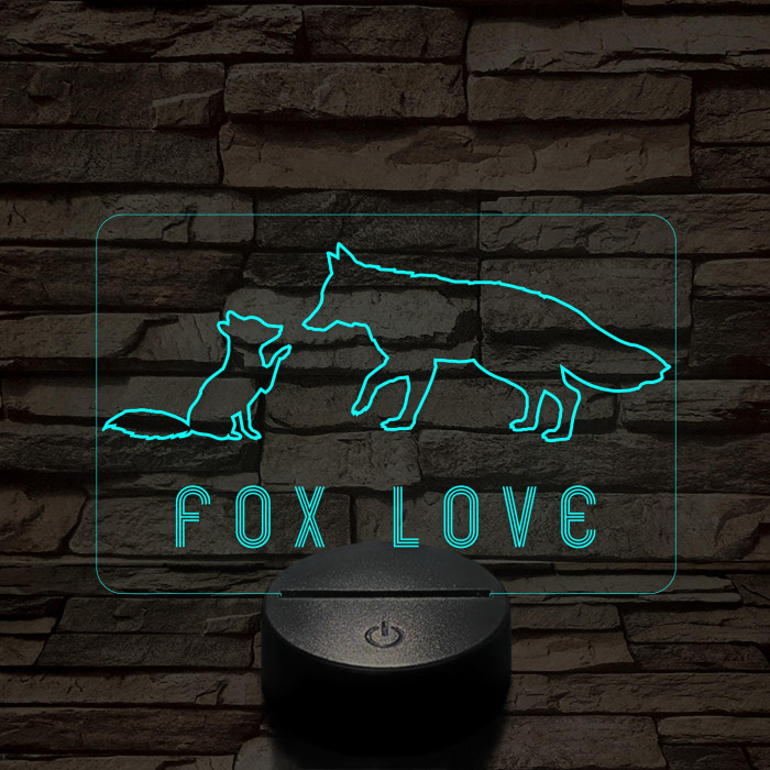 Fox love 7 színű  3D led lámpa