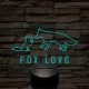 Fox love 7 színű  3D led lámpa