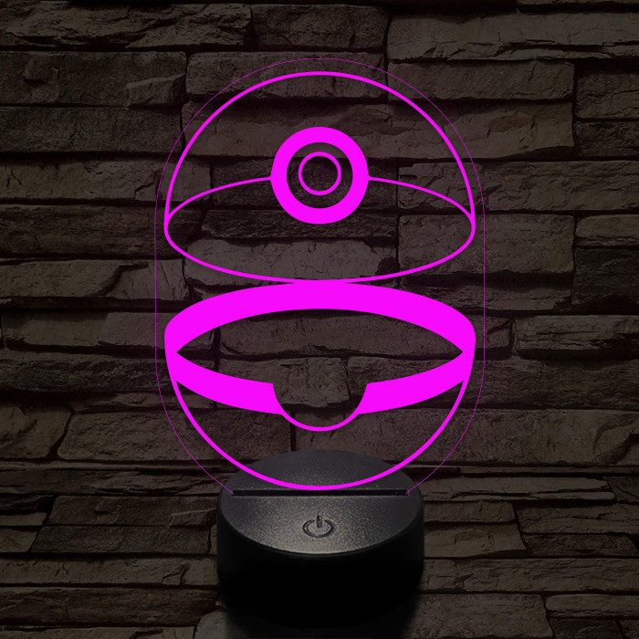 Kinyílt Pokémon labda 7 színű 3D led lámpa