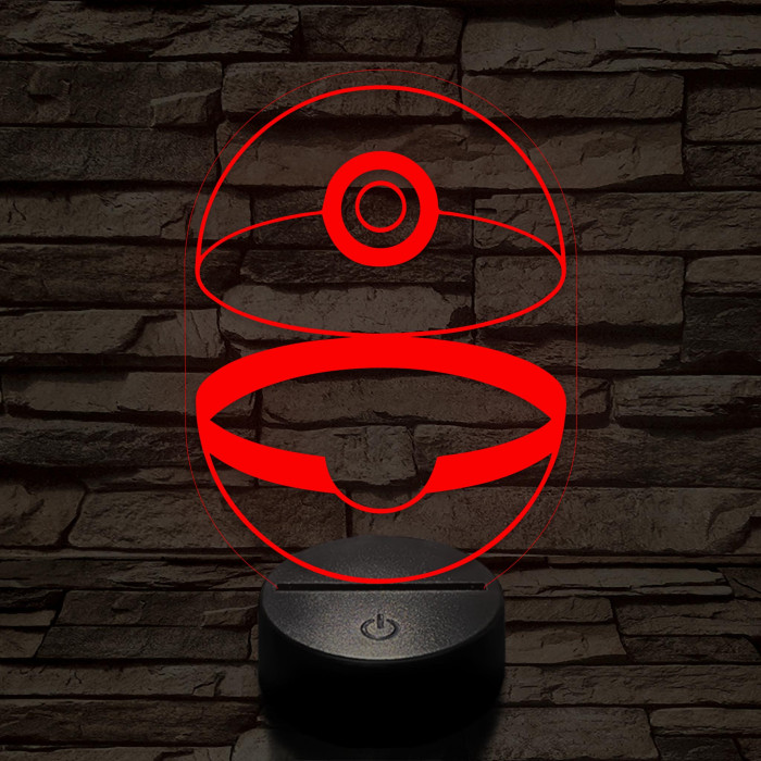 Kinyílt Pokémon labda 7 színű 3D led lámpa