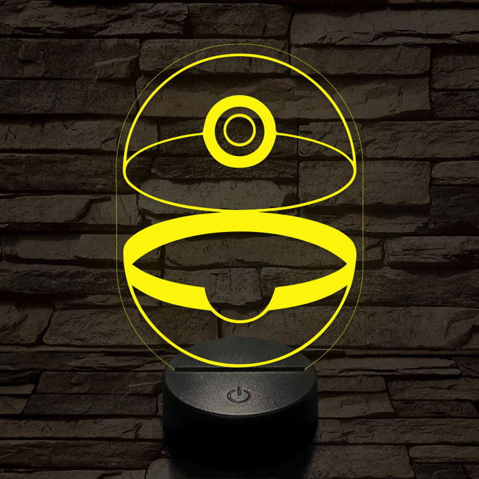Kinyílt Pokémon labda 7 színű 3D led lámpa
