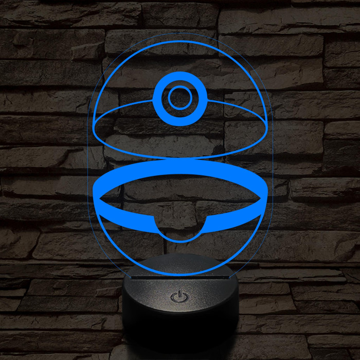 Kinyílt Pokémon labda 7 színű 3D led lámpa