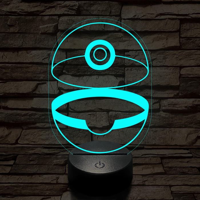 Kinyílt Pokémon labda 7 színű 3D led lámpa
