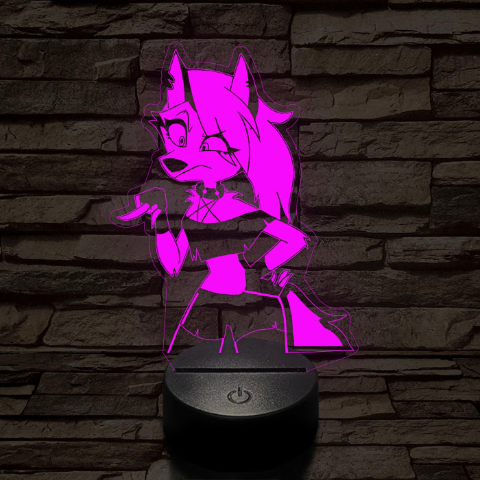 Helluva Boss mérges Loona  7 színű 3D led lámpa