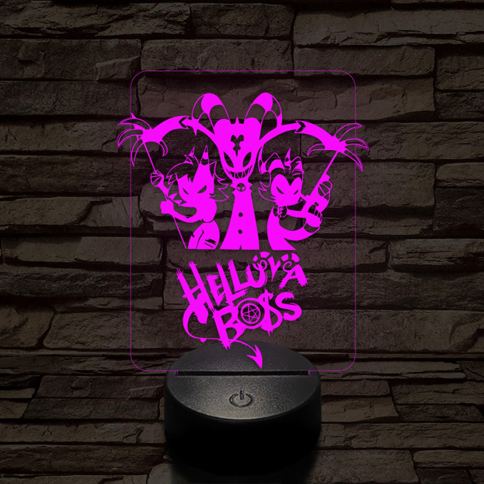 Helluva Boss csapat logó 7 színű 3D led lámpa