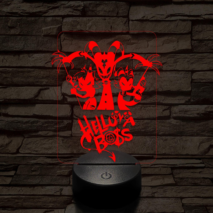 Helluva Boss csapat logó 7 színű 3D led lámpa