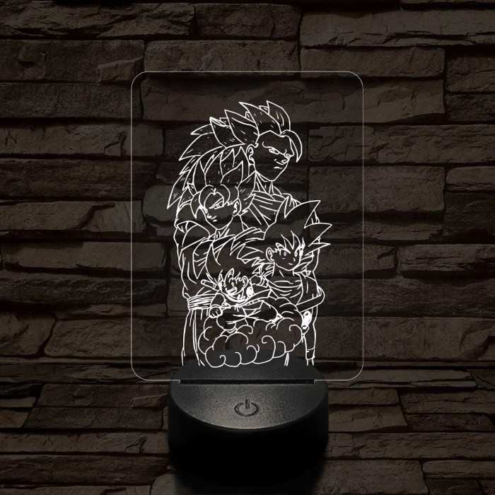 Songoku átalakulás 7 színű 3D led lámpa