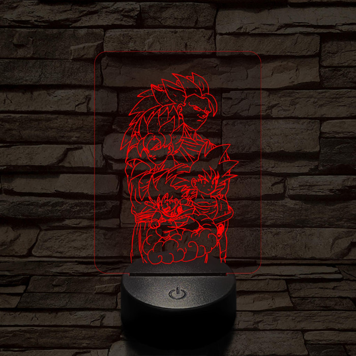 Songoku átalakulás 7 színű 3D led lámpa