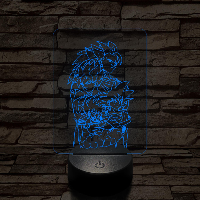 Songoku átalakulás 7 színű 3D led lámpa