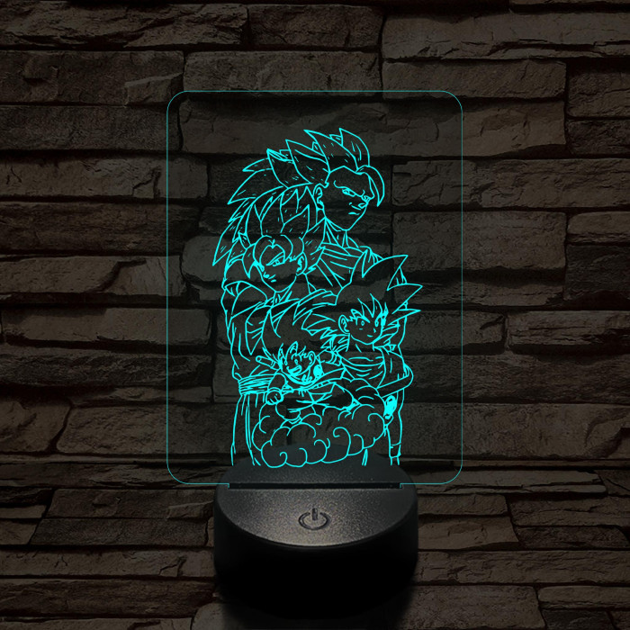 Songoku átalakulás 7 színű 3D led lámpa