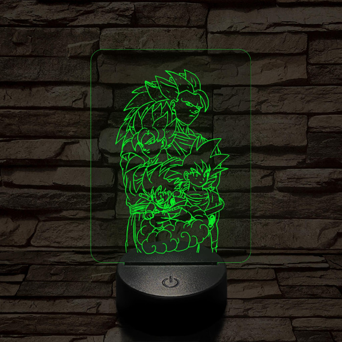 Songoku átalakulás 7 színű 3D led lámpa