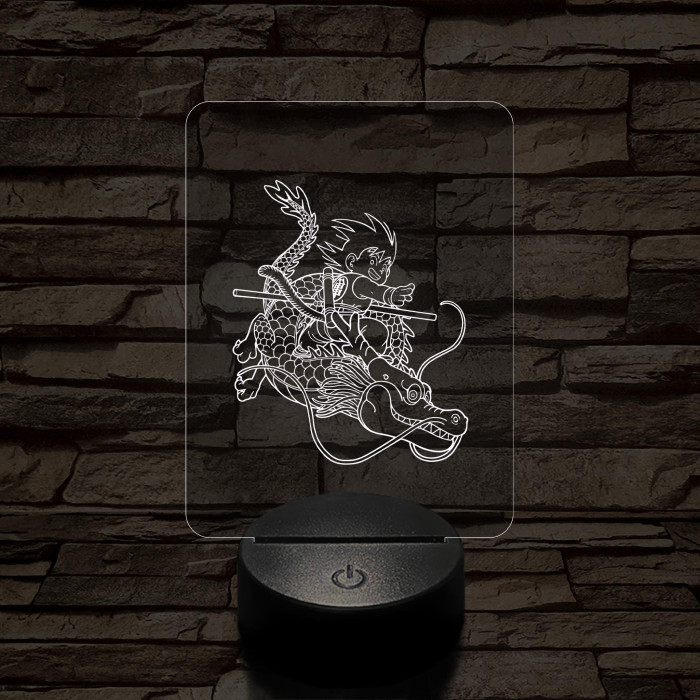 Songoku Shenron hátán 7 színű 3D led lámpa