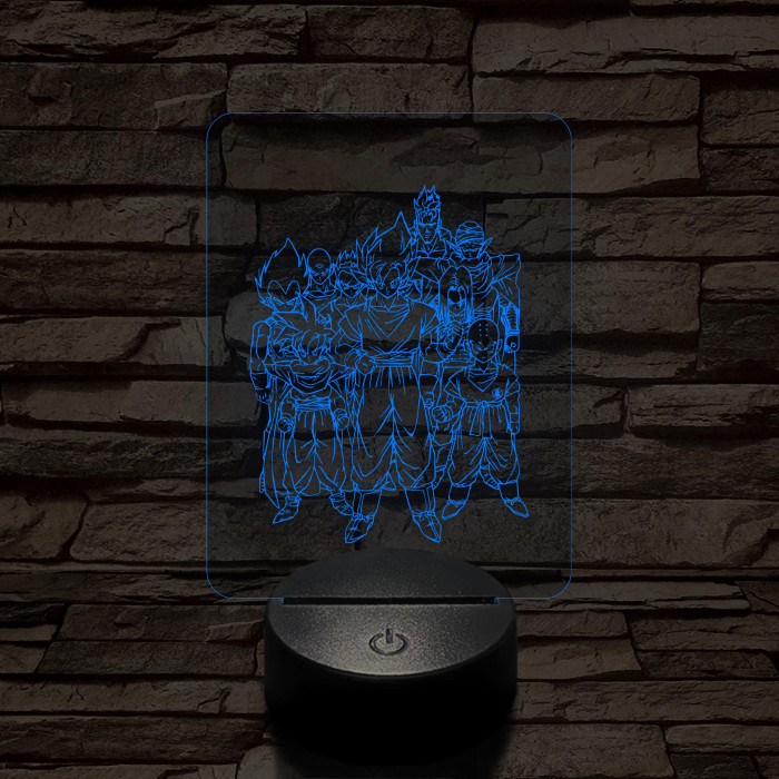 Dragon Ball Z harcosok 7 színű 3D led lámpa