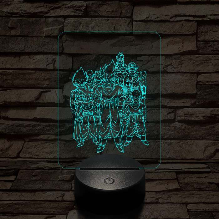 Dragon Ball Z harcosok 7 színű 3D led lámpa