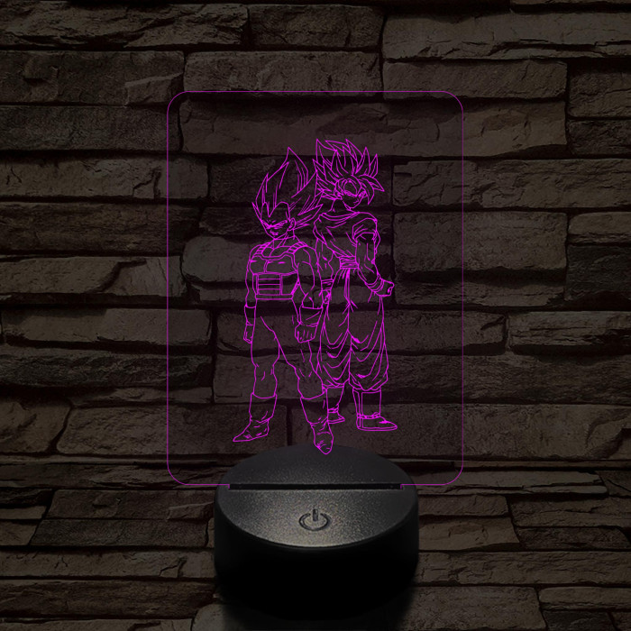 Songoku és Vegita 7 színű 3D led lámpa