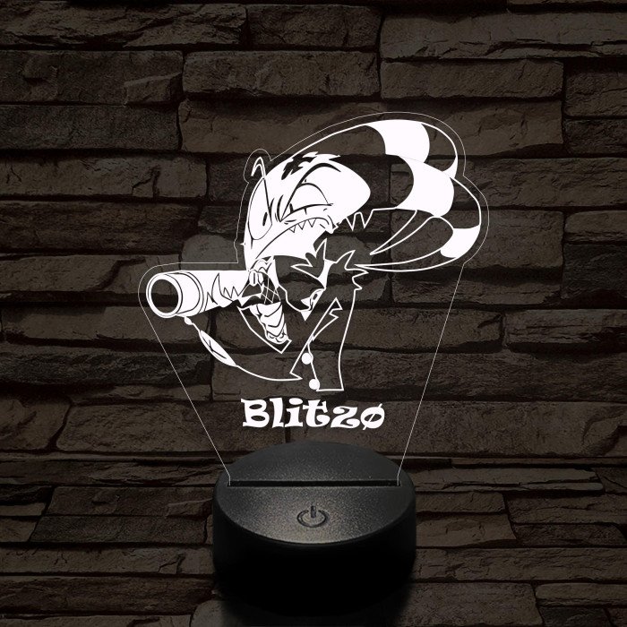 Helluva Boss mérges Blitzø 7 színű 3D led lámpa