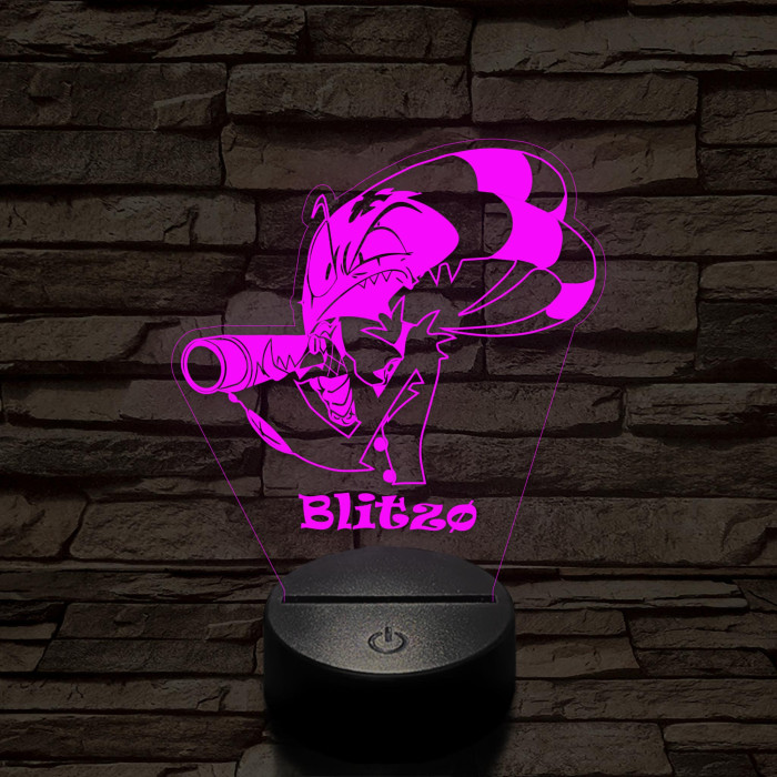 Helluva Boss mérges Blitzø 7 színű 3D led lámpa