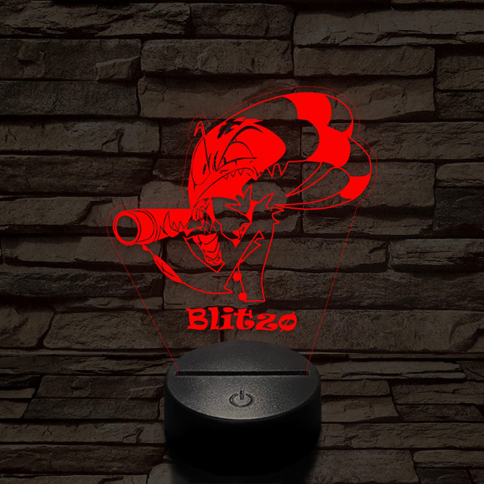 Helluva Boss mérges Blitzø 7 színű 3D led lámpa