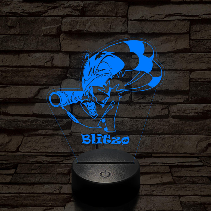 Helluva Boss mérges Blitzø 7 színű 3D led lámpa