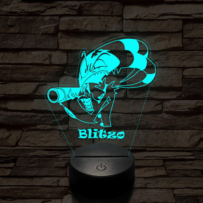 Helluva Boss mérges Blitzø 7 színű 3D led lámpa