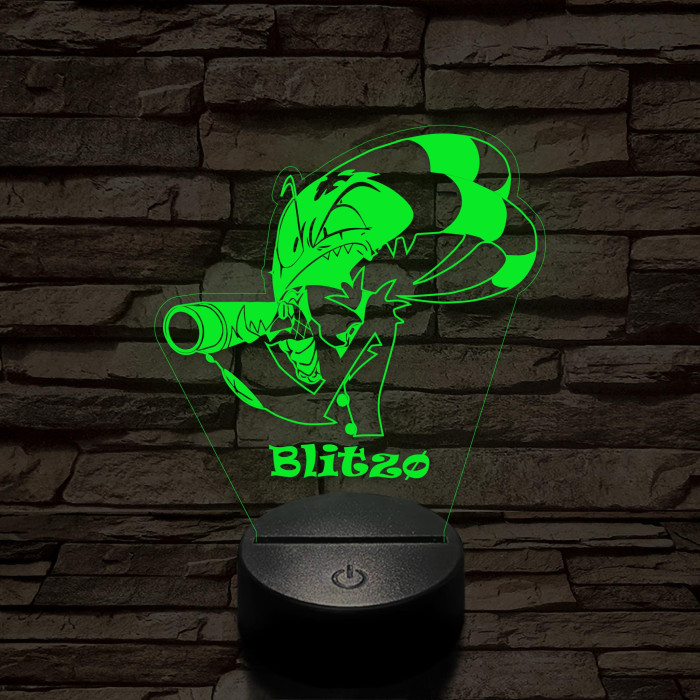 Helluva Boss mérges Blitzø 7 színű 3D led lámpa