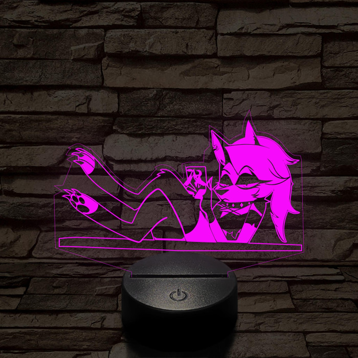 Helluva Boss  Loona az irodában  7 színű 3D led lámpa