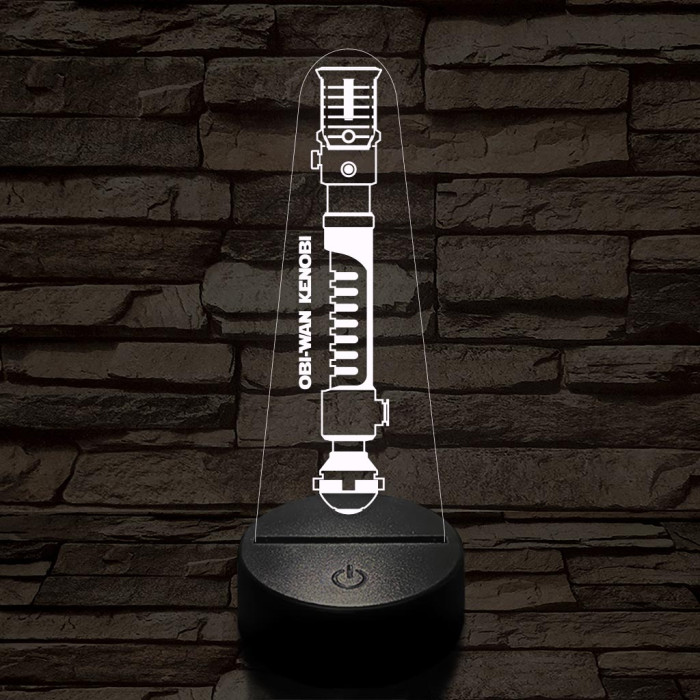 Obi-Wan Kenobi régi fénykardja 7 színű 3D led lámpa