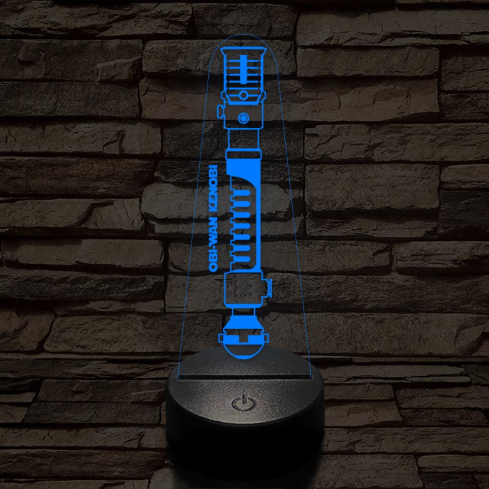 Obi-Wan Kenobi régi fénykardja 7 színű 3D led lámpa